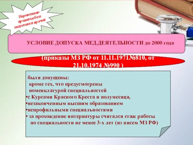 Нормативно-правовая база подготовки врачей сертификат специалиста ОСНОВЫ ЗАКОНОДАТЕЛЬСТВА РОССИЙСКОЙ ФЕДЕРАЦИИ ОБ ОХРАНЕ