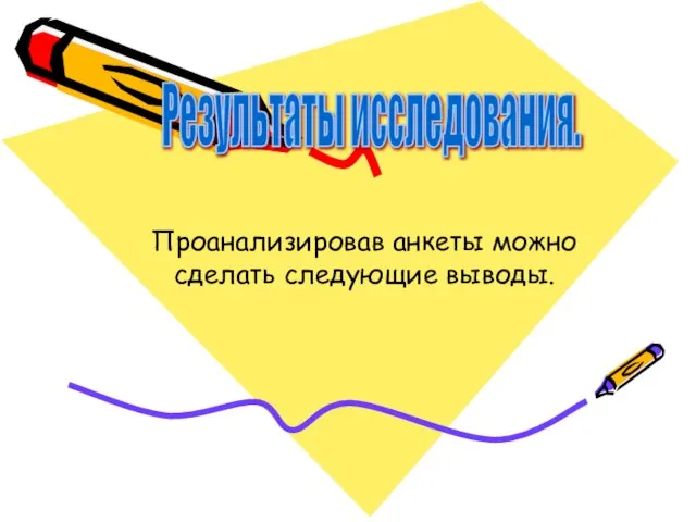 Проанализировав анкеты можно сделать следующие выводы. Результаты исследования.