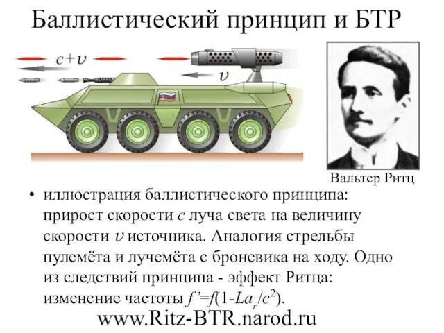 Баллистический принцип и БТР иллюстрация баллистического принципа: прирост скорости c луча света