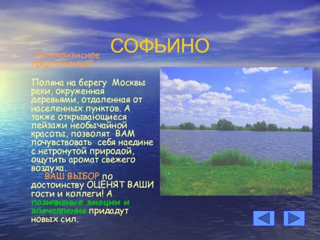 СОФЬИНО Антикризисное предложение!! Поляна на берегу Москвы реки, окруженная деревьями, отдаленная от
