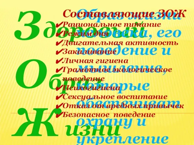 З О Ж доровый браз изни Образ жизни человека, его поведение и