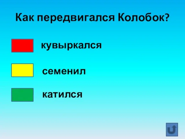 Как передвигался Колобок? кувыркался семенил катился