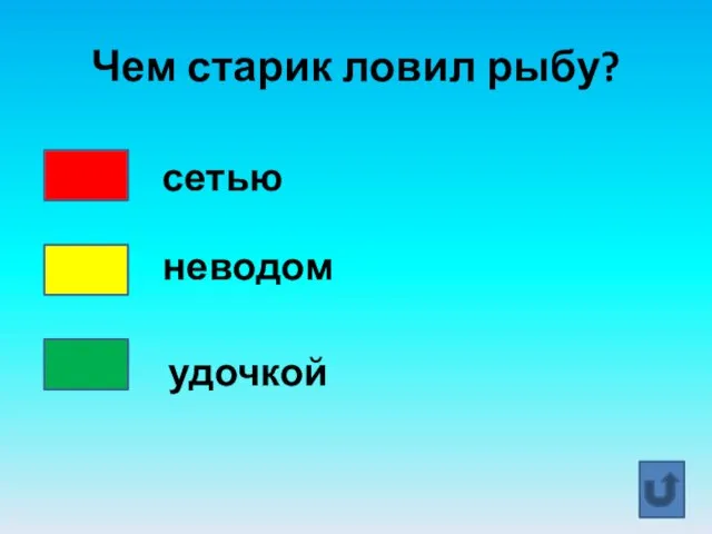 Чем старик ловил рыбу? сетью неводом удочкой