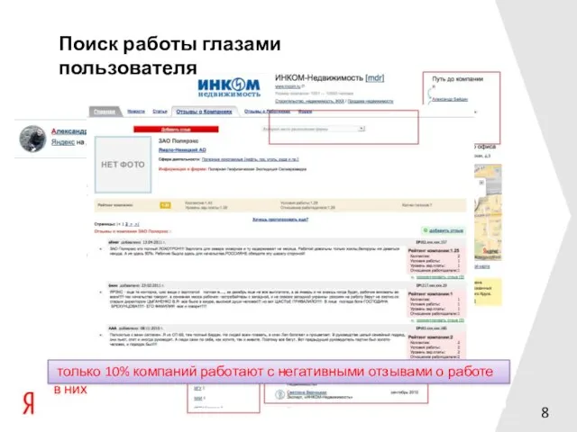 только 10% компаний работают с негативными отзывами о работе в них Поиск работы глазами пользователя