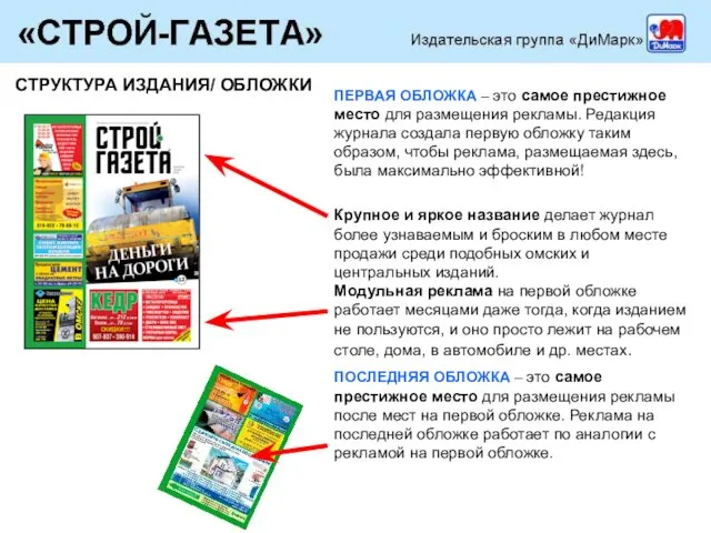 СТРУКТУРА ИЗДАНИЯ/ ОБЛОЖКИ ПЕРВАЯ ОБЛОЖКА – это самое престижное место для размещения