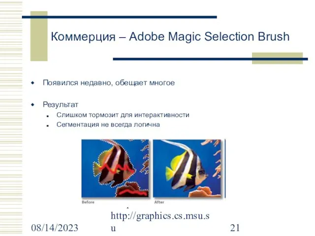 08/14/2023 Graphics & Media Lab http://graphics.cs.msu.su Коммерция – Adobe Magic Selection Brush