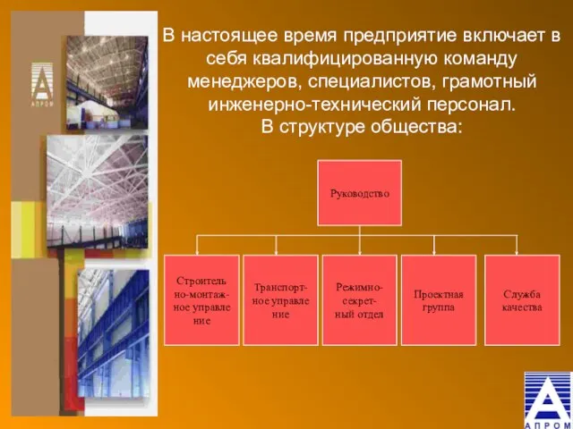 В настоящее время предприятие включает в себя квалифицированную команду менеджеров, специалистов, грамотный