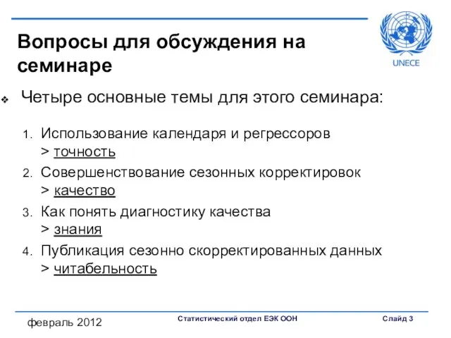 февраль 2012 Вопросы для обсуждения на семинаре Четыре основные темы для этого