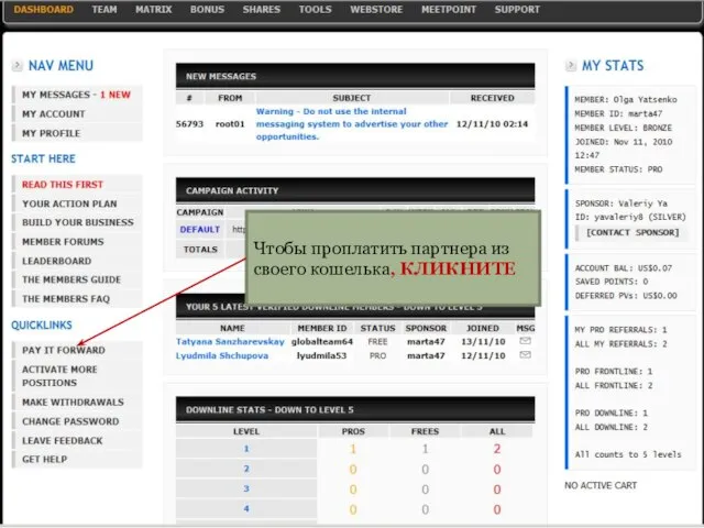 Чтобы проплатить партнера из своего кошелька, КЛИКНИТЕ