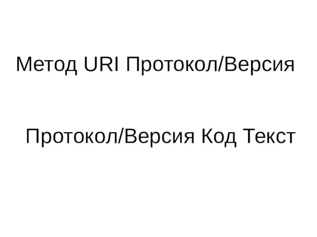 Метод URI Протокол/Версия Протокол/Версия Код Текст