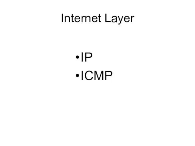 Internet Layer IP ICMP