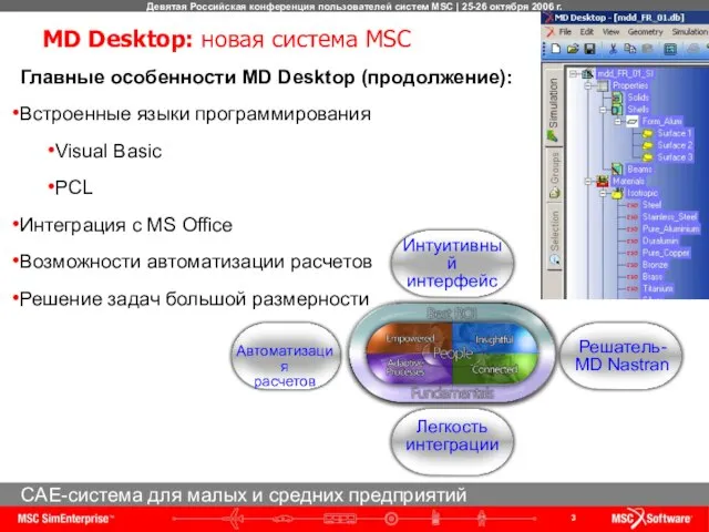 MD Desktop: новая система MSC Главные особенности MD Desktop (продолжение): Встроенные языки