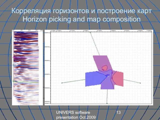 UNIVERS software presentation Oct.2009 Корреляция горизонтов и построение карт Horizon picking and map composition