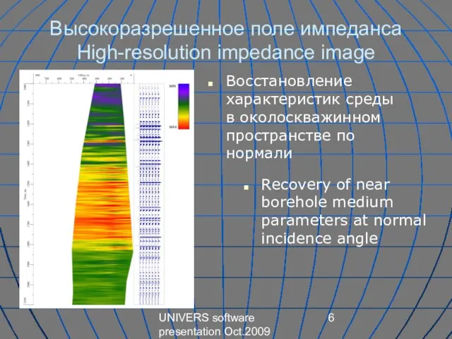 UNIVERS software presentation Oct.2009 Высокоразрешенное поле импеданса High-resolution impedance image Recovery of