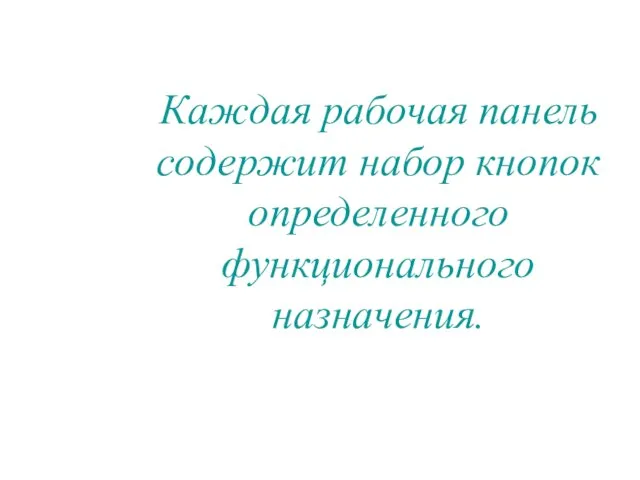 Каждая рабочая панель содержит набор кнопок определенного функционального назначения.