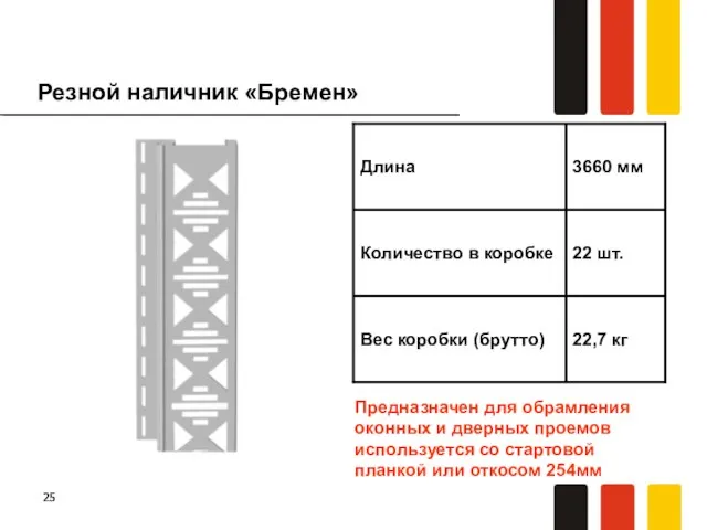 Резной наличник «Бремен» Предназначен для обрамления оконных и дверных проемов используется со