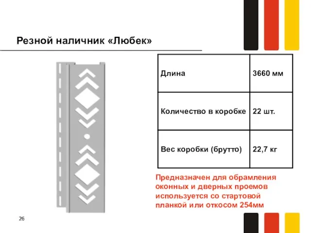 Резной наличник «Любек» Предназначен для обрамления оконных и дверных проемов используется со