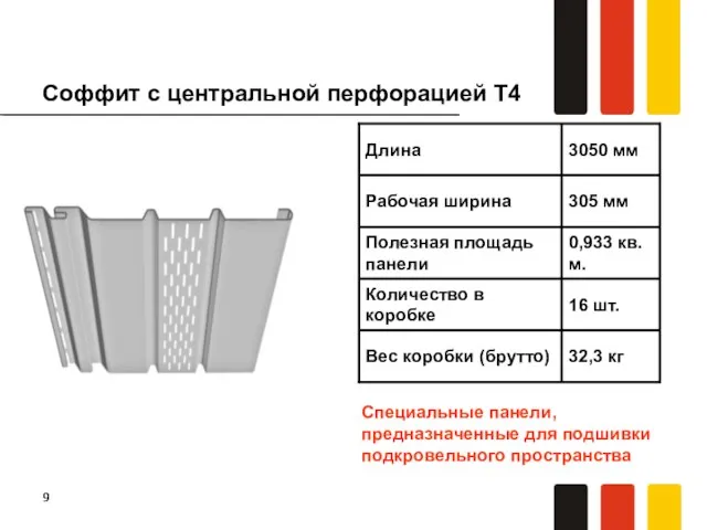 Соффит с центральной перфорацией Т4 Специальные панели, предназначенные для подшивки подкровельного пространства