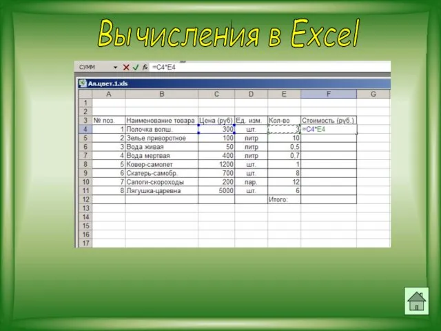 Вычисления в Excel