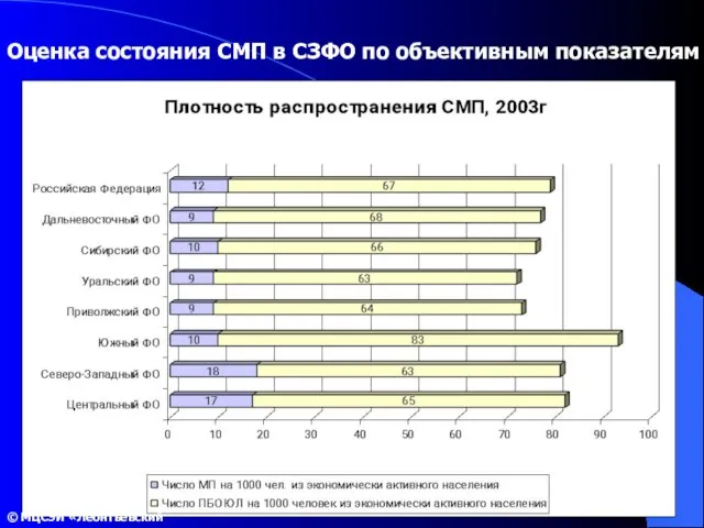 Оценка состояния СМП в СЗФО по объективным показателям © МЦСЭИ «Леонтьевский центр»