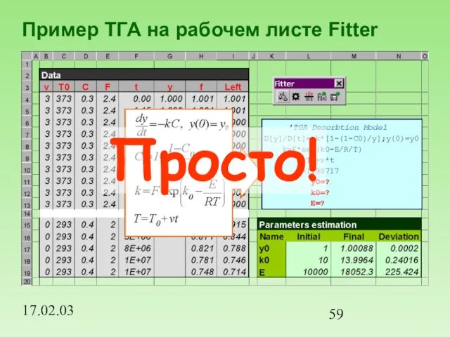 17.02.03 Пример ТГА на рабочем листе Fitter Просто!