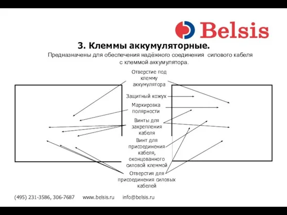 (495) 231-3586, 306-7687 www.belsis.ru info@belsis.ru Предназначены для обеспечения надёжного соединения силового кабеля