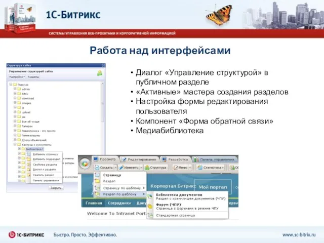 Работа над интерфейсами Диалог «Управление структурой» в публичном разделе «Активные» мастера создания