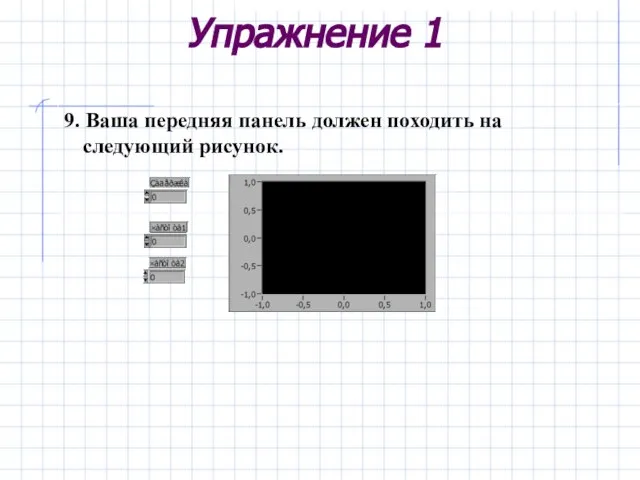 Упражнение 1 9. Ваша передняя панель должен походить на следующий рисунок.