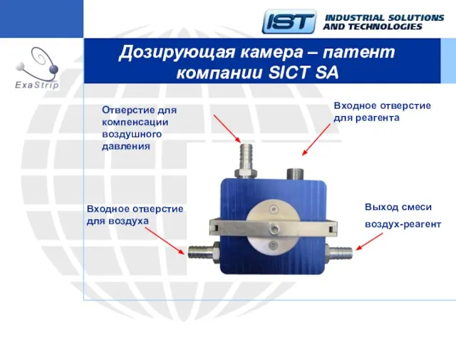 Дозирующая камера – патент компании SICT SA Отверстие для компенсации воздушного давления