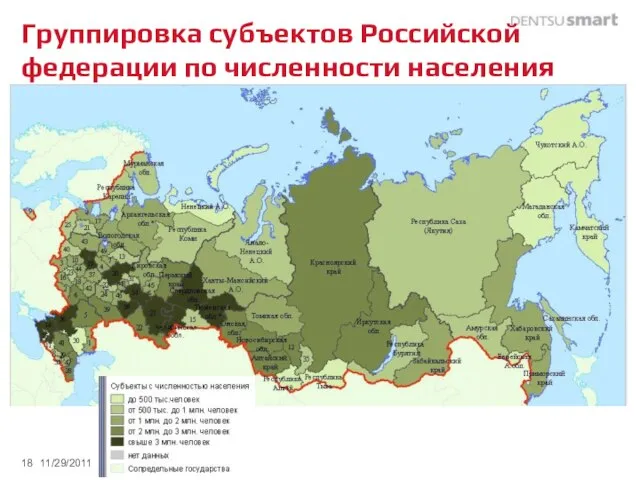 Группировка субъектов Российской федерации по численности населения 11/29/2011