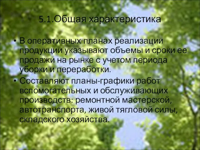 5.1.Общая характеристика В оперативных планах реализации продукции указывают объемы и сроки ее