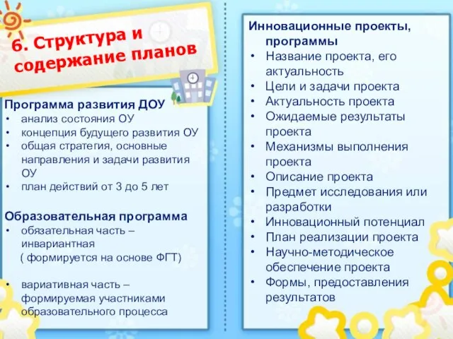 Положение о планировании в ДОУ Общие положения Основные принципы планирования Основные цели