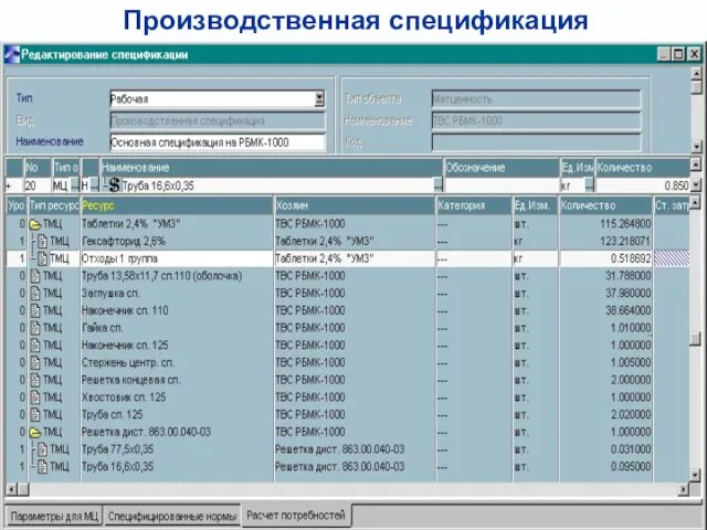 Производственная спецификация