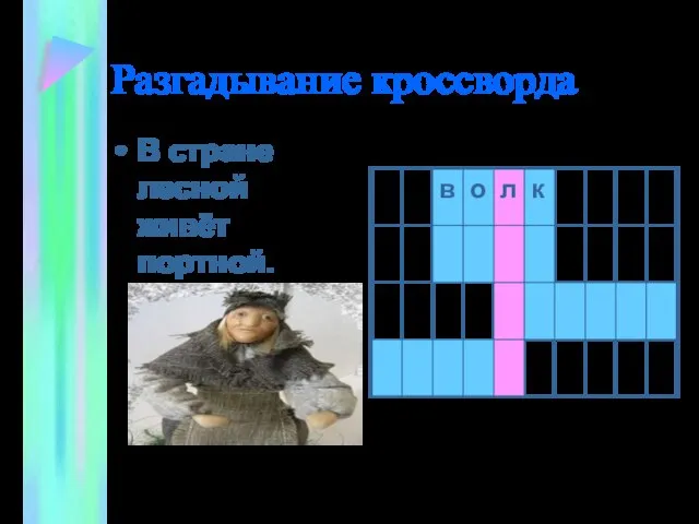 Разгадывание кроссворда В стране лесной живёт портной.