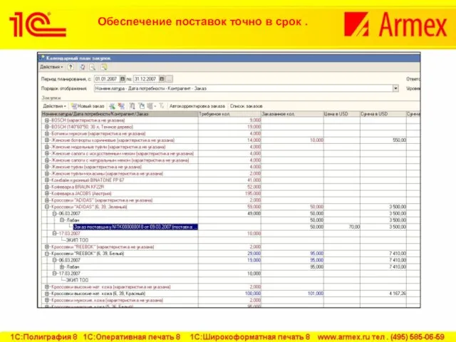 Обеспечение поставок точно в срок .