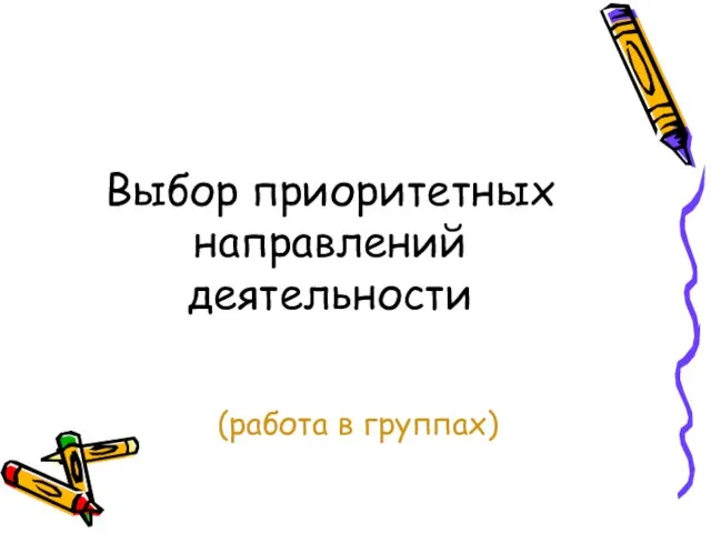 Выбор приоритетных направлений деятельности (работа в группах)