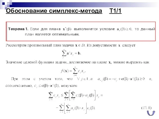 Обоснование симплекс-метода Т1/1