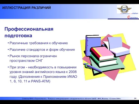 Профессиональная подготовка Различные требования к обучению Различие стандартов и форм обучения Рынок