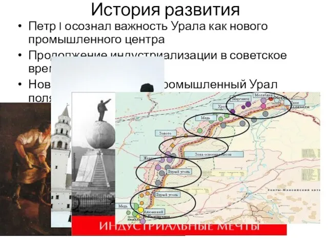История развития Петр I осознал важность Урала как нового промышленного центра Продолжение