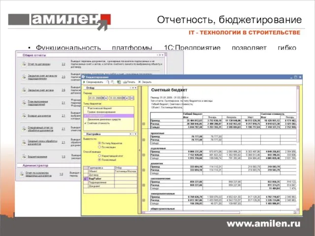 Функциональность платформы 1С:Предприятие позволяет гибко настраивать разнообразные отчеты под конкретные требования пользователя.