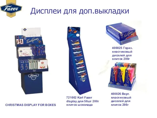 Дисплеи для доп.выкладки CHRISTMAS DISPLAY FOR BOXES 721002 Karl Fazer display для