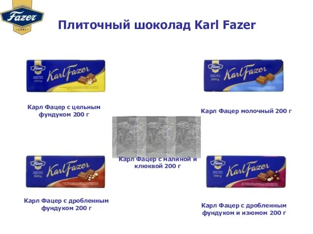 Плиточный шоколад Karl Fazer Карл Фацер с цельным фундуком 200 г Карл