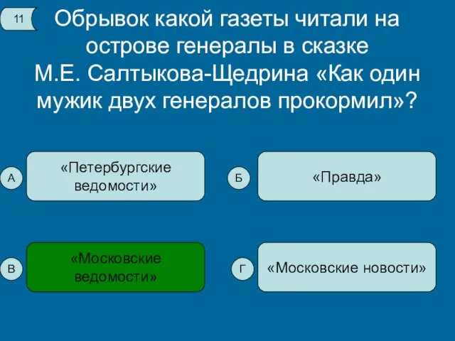 Обрывок какой газеты читали на острове генералы в сказке М.Е. Салтыкова-Щедрина «Как