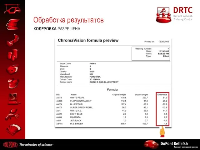 Обработка результатов КОЛЕРОВКА РАЗРЕШЕНА