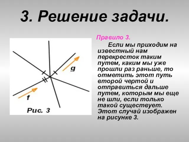 3. Решение задачи. Правило 3. Если мы приходим на известный нам перекресток