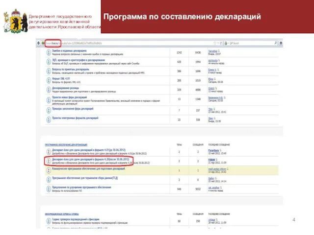 Программа по составлению деклараций Департамент государственного регулирования хозяйственной деятельности Ярославской области
