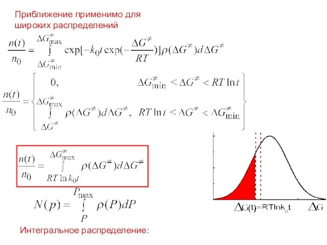 Приближение применимо для широких распределений Интегральное распределение: