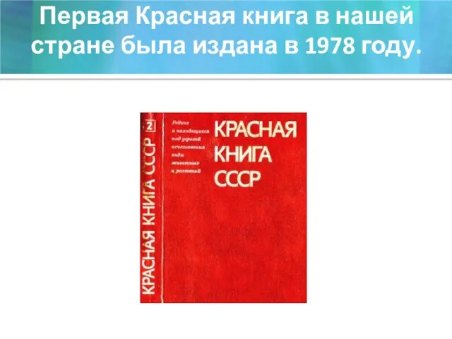 Первая Красная книга в нашей стране была издана в 1978 году.