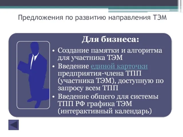 Предложения по развитию направления ТЭМ