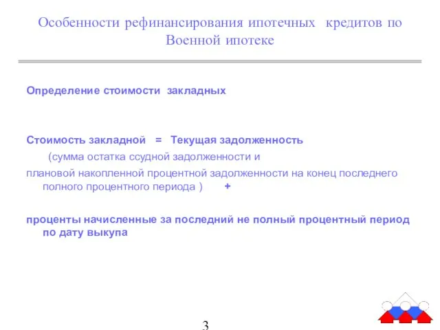 Особенности рефинансирования ипотечных кредитов по Военной ипотеке Определение стоимости закладных Стоимость закладной